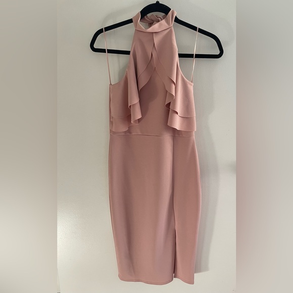 Lord & Taylor’s Quiz Dusky Frill Pink Halter Neck Frill Dress - Picture 2 of 9